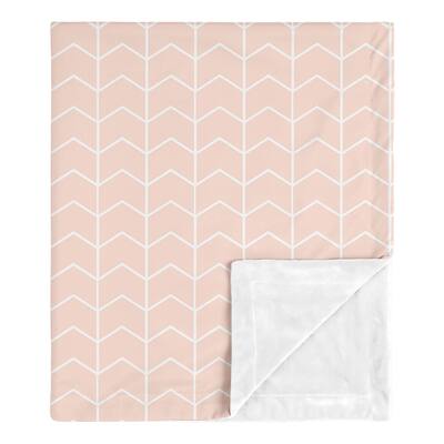 Pink Chevron Arrow Girl Baby Receiving Security Swaddle Blanket - Blush and White Watercolor Elephant Safari Collection