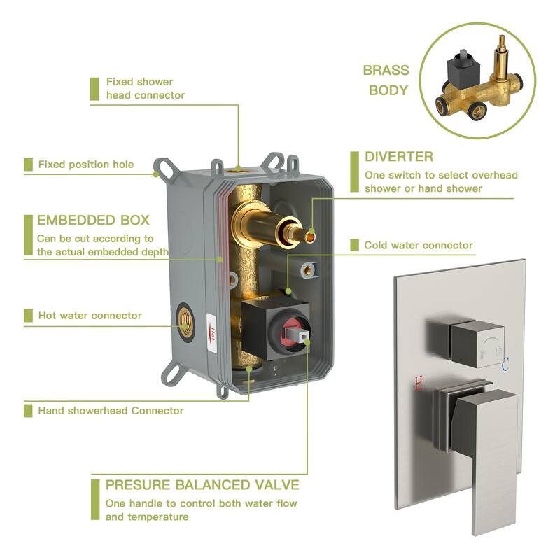 10 Inch Ceiling Mount Square Shower System with Rough-in Valve