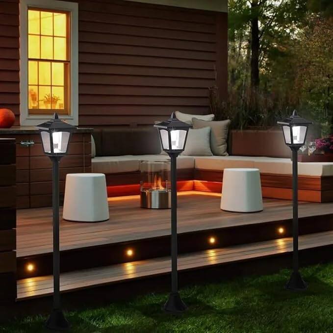 40" Solar Lamp Post Lights - IP65 Waterproof LED w/Dusk to Dawn Sensor for Yard & Driveway - Black