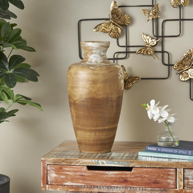Ceramic Antique Style Distressed Patina Decorative Vase - Brown - Roche River Decor