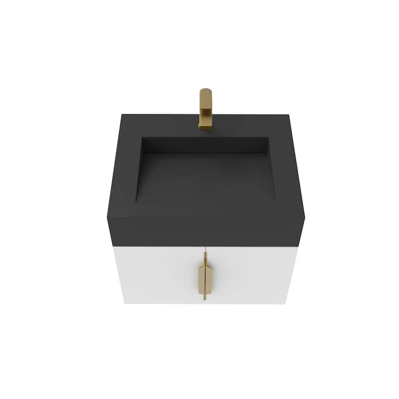 Nile 24-Inch Wall Mounted Bathroom Vanity Set w/ Black Top