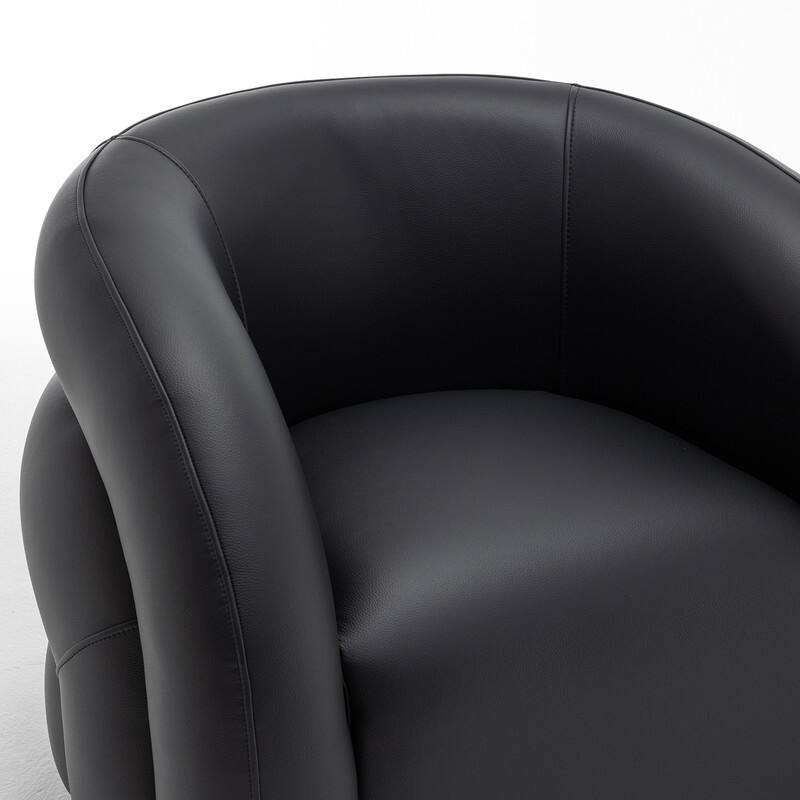 SEYNAR Modern Glam PU Leather 360 Degree Swivel Accent Armchair with Metal Base