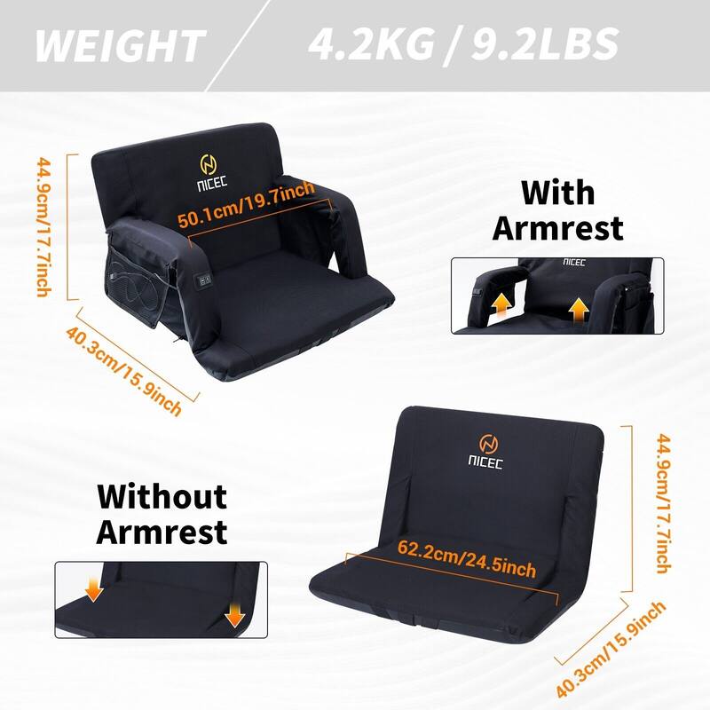 Heated Massage Stadium Seats, Floor Chair, Bleacher Chairs, Reclining Waterproof Cushion
