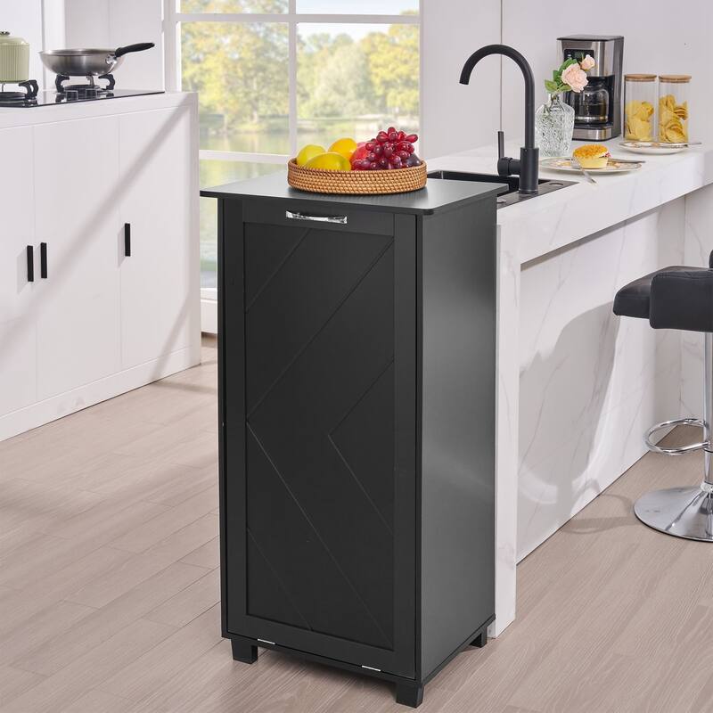 VECELO Tilt Out Kitchen Trash Bin Cabinet with Negative Ion Deodorizing Function Hidden Storage for Kitchen