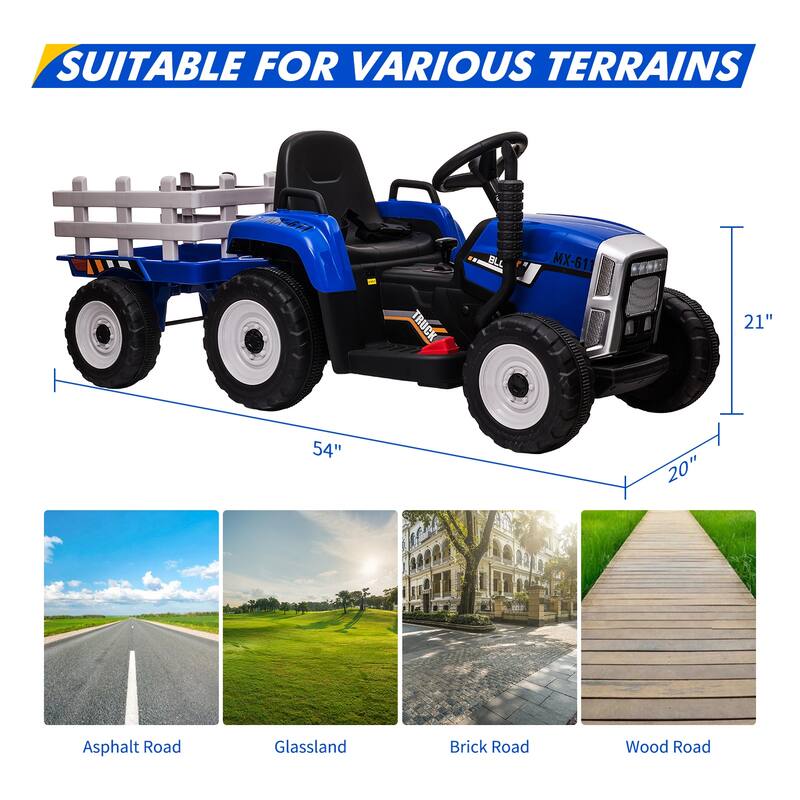 12V 35W Ride on Tractor with Trailer & Remote Control