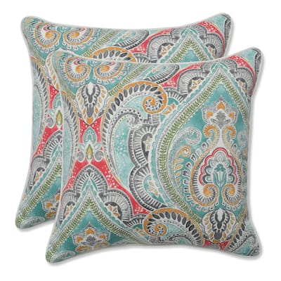Pillow Perfect Outdoor Pretty Witty Reef 16.5-inch Throw Pillow (Set of 2) - 16.5 X 16.5 X 5 - 16.5 X 16.5 X 5