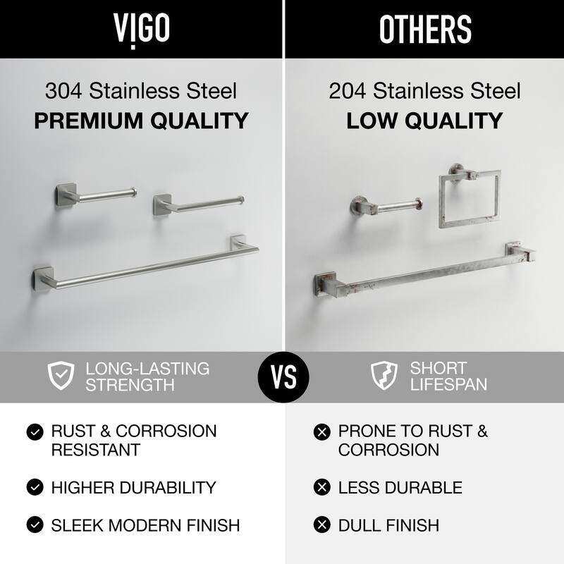 VIGO Satro 3-Piece Bathroom Hardware Accessory Set with 24 in. Towel Bar, Toilet Paper Holder, Hand Towel Holder