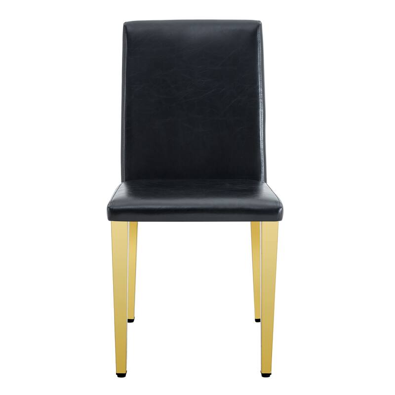 Set Of 2 Pu Leather Backrest Chairs With Gold Metal Legs, 16.2*18.5*34.6 Inches