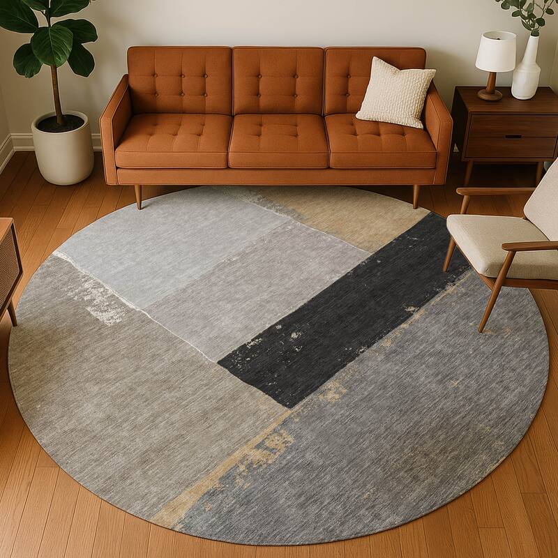 Machine Washable Indoor/ Outdoor Abstract Kraig Chantille Rug