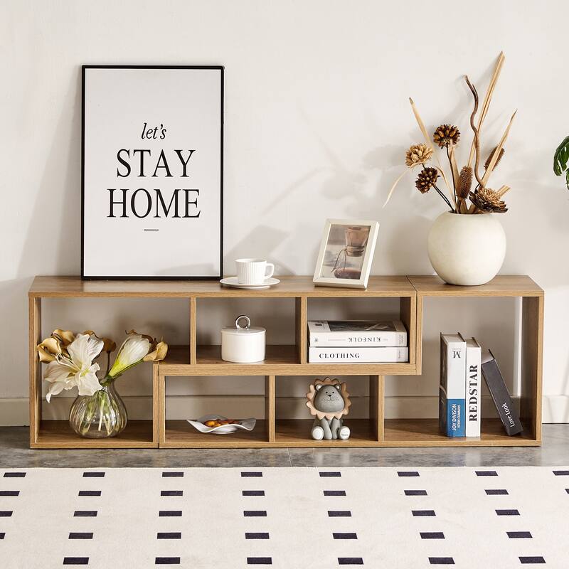 2 Pieces Cube TV Stand, L-Shaped TV Console Stand Entertainment Center with Open Storage Bookcase Shelf