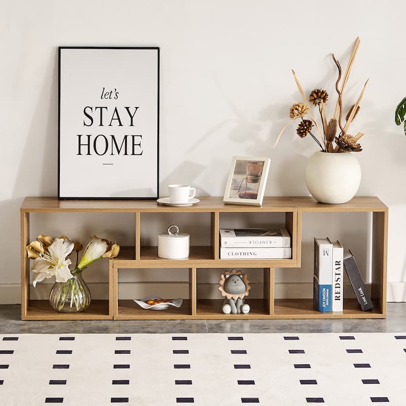 2 Pieces Cube TV Stand Free Combination Gaming Entertainment Center L Shaped 2 Shelf Living Room, 55.1*11.8*17.1