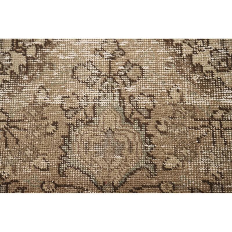 Hand Knotted Oriental 100% Wool Carpet Traditional Floral Brown Tabriz Area Rug - 4' 8'' X 3' 3''