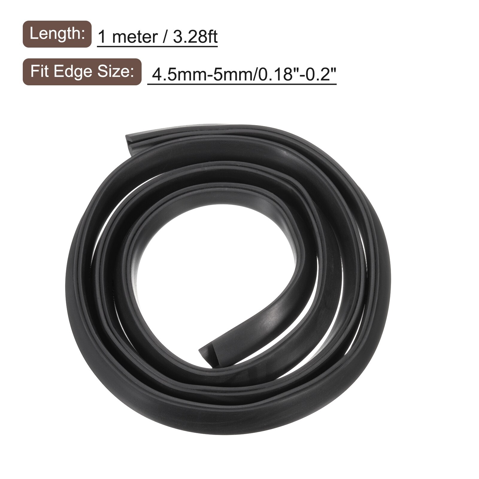 U Channel Edge Trim, Rubber Guard Seal Strip Edge Protector Flat Type - Black