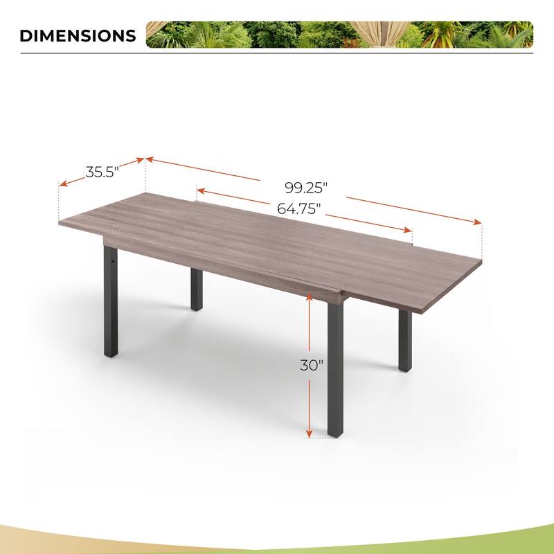 MAISON ARTS 7/9-Pieces Patio Dining Set with Metal Rectangle Expandable Table and Metal Stackable Chairs