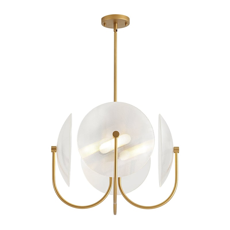 Designer 4-Light White Glass Disc Sphere Sputnik Chandelier 20in