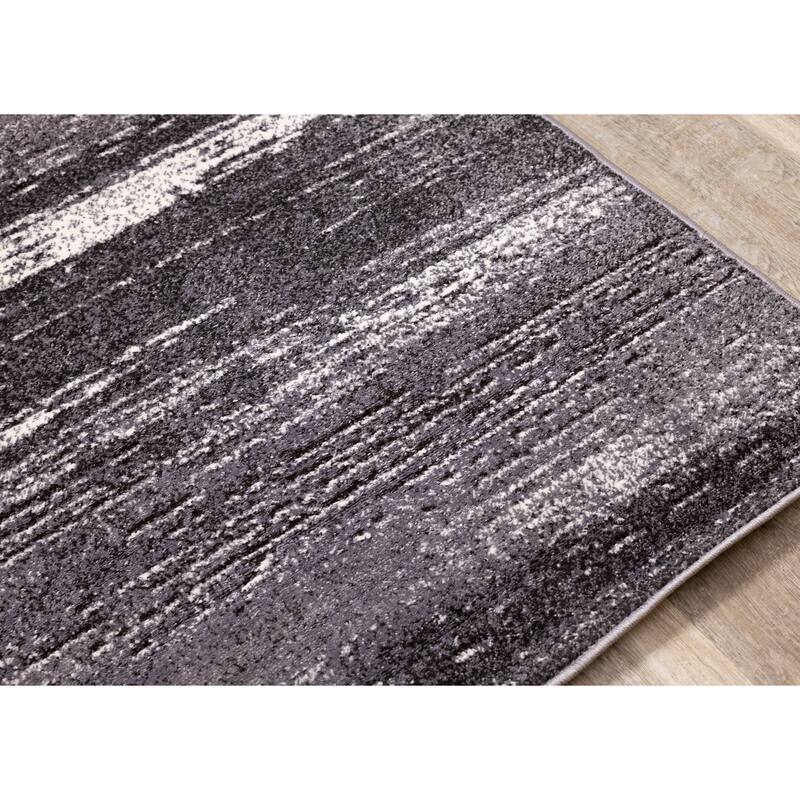 May Collection - Cream/Grey Distressed Lines Rug