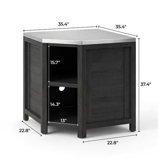 dimension image slide 0 of 13, 100% Solid Wood Outdoor Kitchen Cabinet Set, Modular Patio BBQ Island Sideboard Buffet Pantry