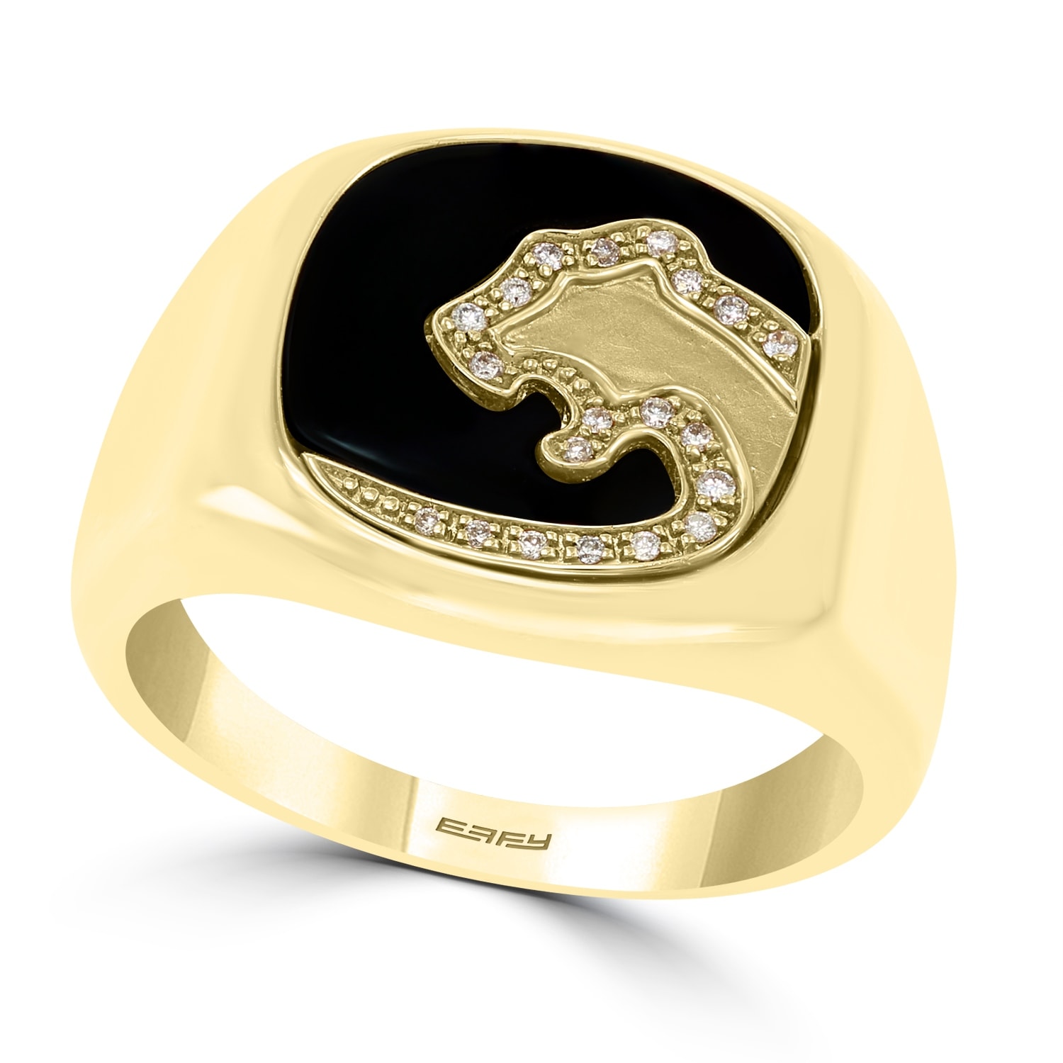 Effy Jewelry Onyx Signet Panther Ring With Diamonds In 14k Yellow Gold 1 02 Twc Size 10 Overstock Effy Jewelry Onyx Signet Panther Ring With Diamonds In 14k Yellow Gold 1 02 Twc Size 10 Overstock