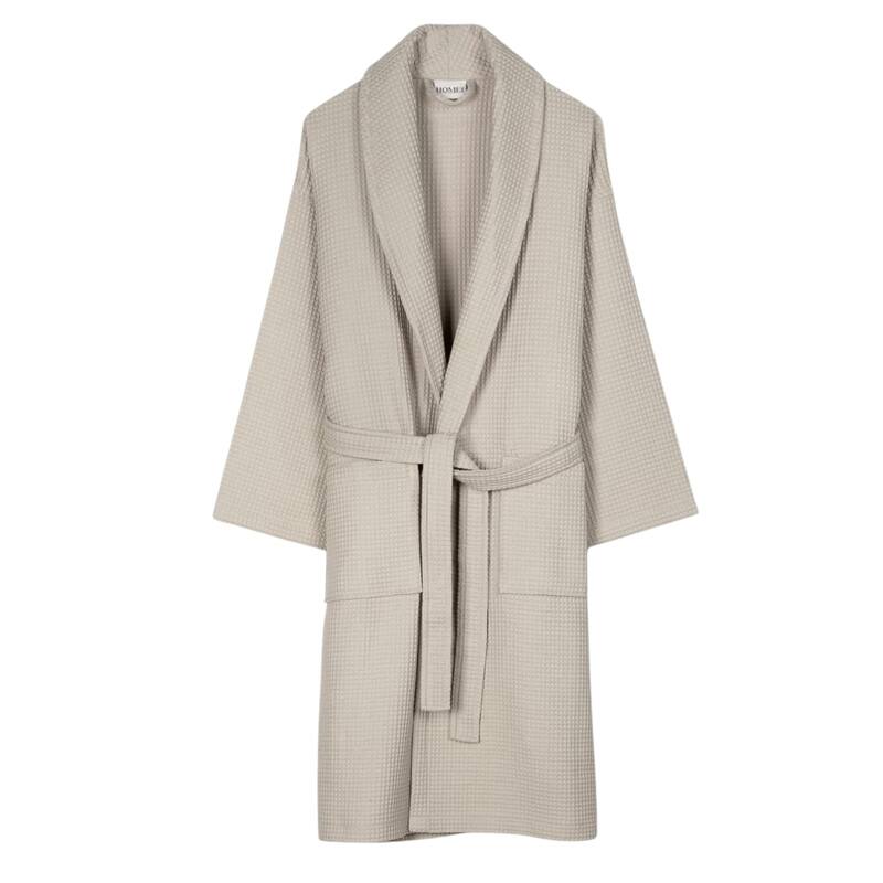 Salbakos Home1961 Lightweight Cotton Waffle Robe – Unisex Spa Bathrobe - Beige - XXL