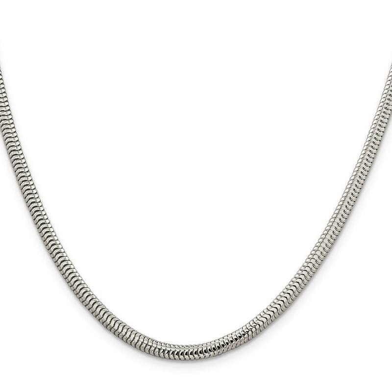 Curata 925 Sterling Silver Polished 4mm Snake Chain Necklace for Men