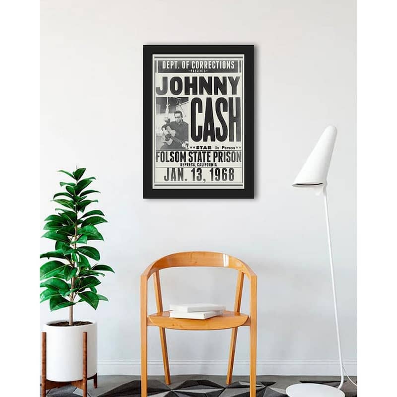 Johnny Cash Department of Corrections Folsom State Prison Concert Poster Framed Poster - 24 x 36 Inch