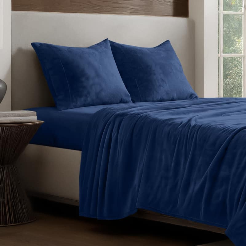 Bare Home Velvety Soft Microplush Sheet Set - Twin - Dark Blue