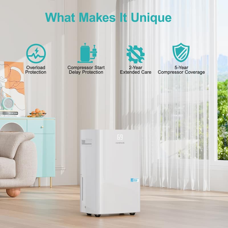 80 Pints Home Basement Dehumidifier with Intelligent Control Panel,for Rooms up to 5000 Sq.Ft
