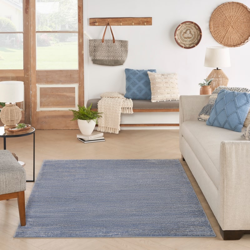Nourison Modern Solid Indoor/Outdoor Area Rug - 5' x 7' - Blue/Grey