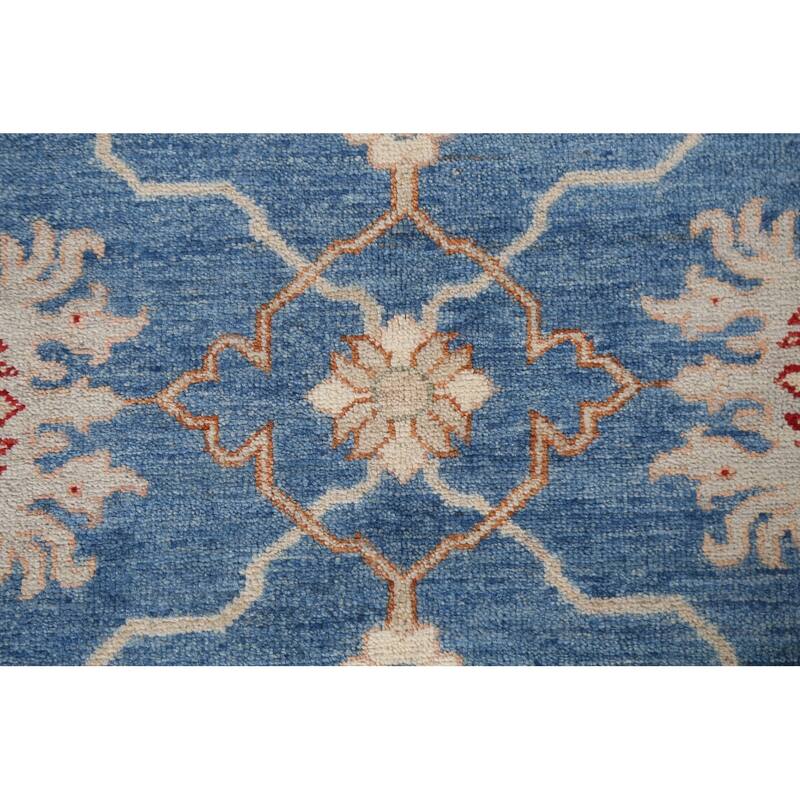 Vegetable Dye Blue Ziegler Oriental Area Rug Hand-knotted Wool Carpet - 5'11" x 8'10"