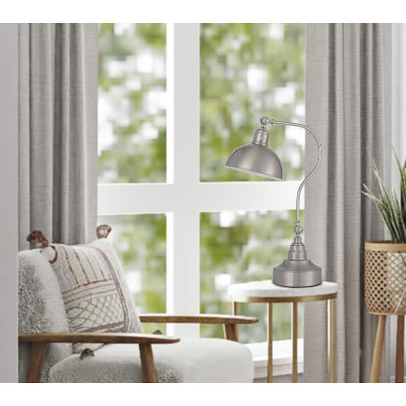 Industrial adjustable metal downbridge desk lamp with half dome metal shade