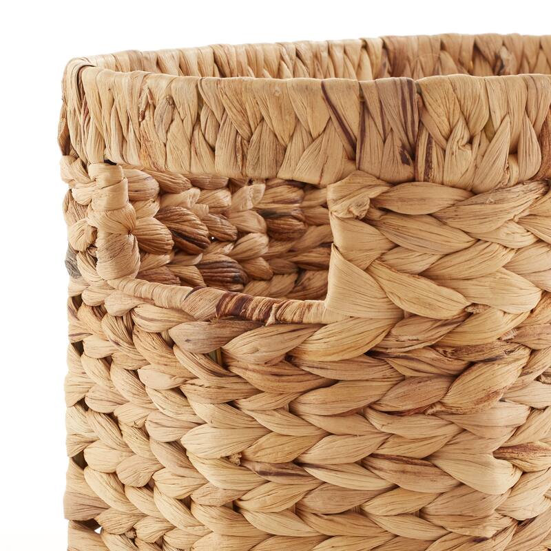 Magazine Holder Storage Basket with Handles Natural Bathroom Bin - Natural - Hyacinth