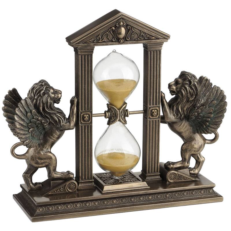 Veronese 8.3L Winged Lion Hourglass (Gold Sand) Cold Cast Bronze