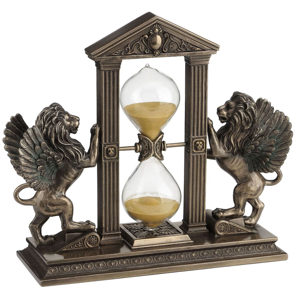 Veronese 8.3L Winged Lion Hourglass (Gold Sand) Cold Cast Bronze
