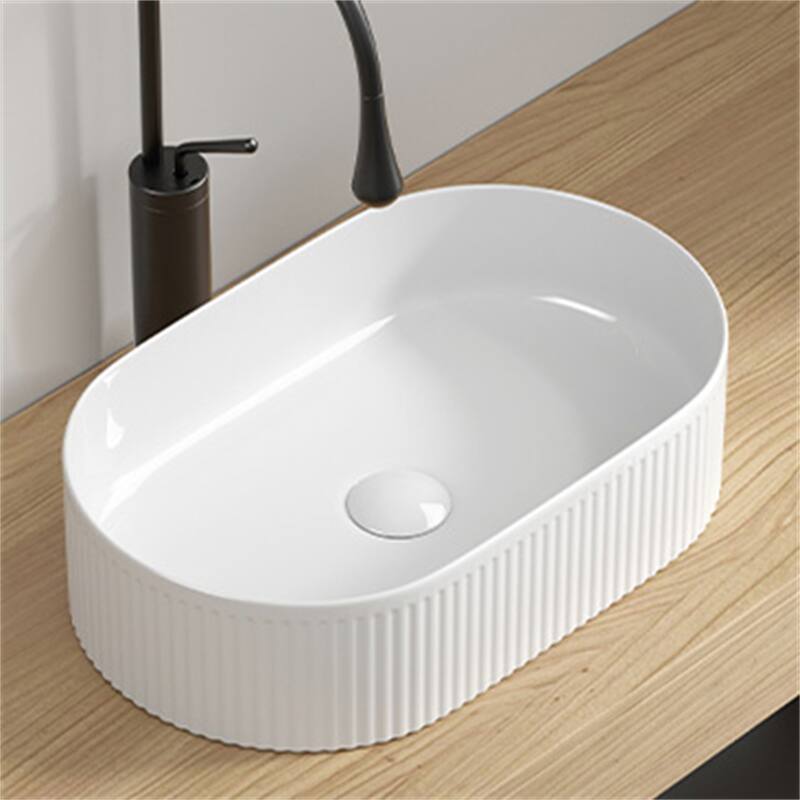 19″ x 12″ Oval Bathroom Porcelain Vessel Sink Above Counter