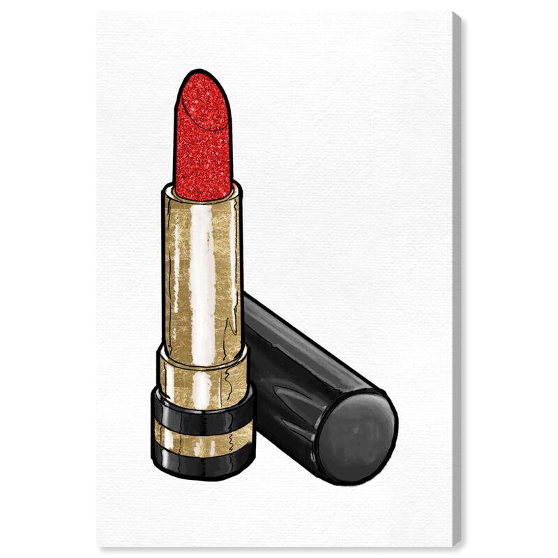 Wynwood Studio Canvas Fashion and Glam Fancy Lipstick III Gold and Metallic Gold Glam Wall Art Canvas Print