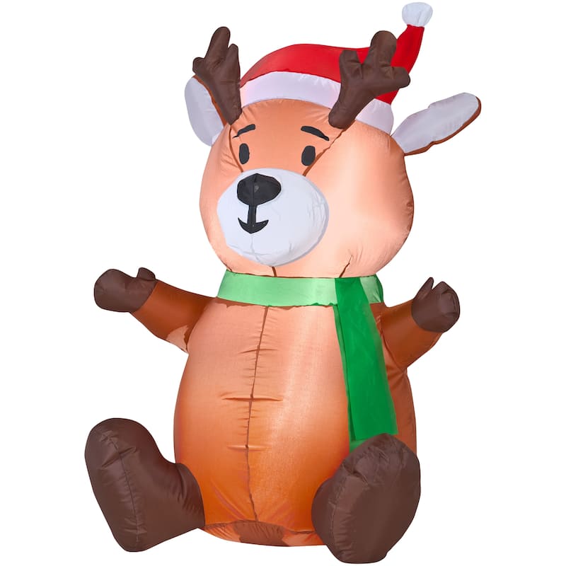 Gemmy Christmas Airblown Inflatable Outdoor Baby Reindeer , 3.5 ft Tall, Multi