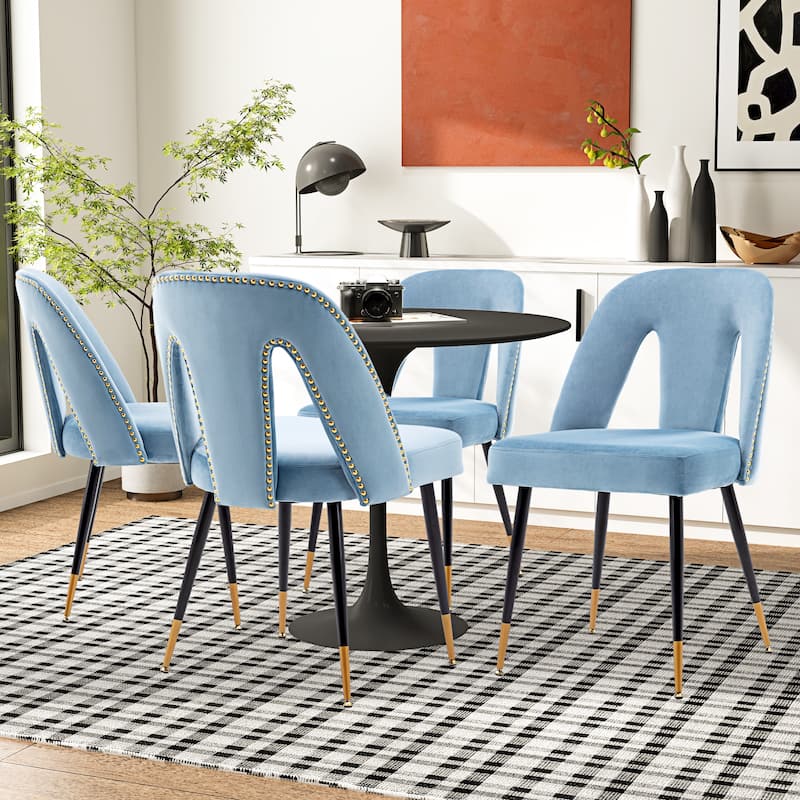 Modern Velvet Upholstered Dining Chairs Set of 6