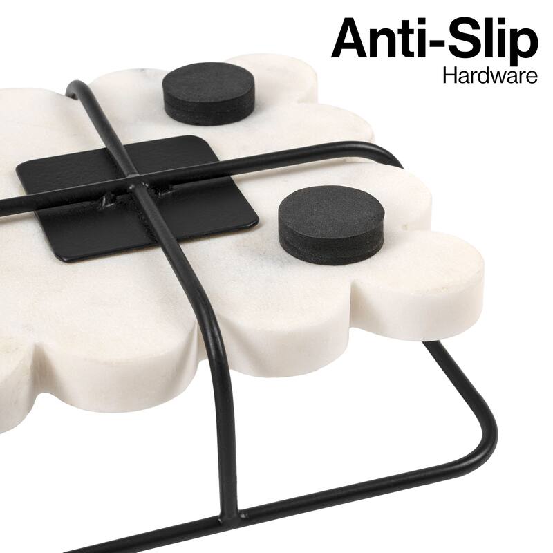 Monarch Modern Industrial Metal/Marble Scalloped Base Vanity Tray