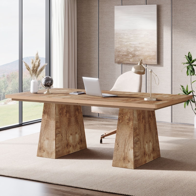 63 Inches Office Desk, Executive Desk for Home Office - Natural