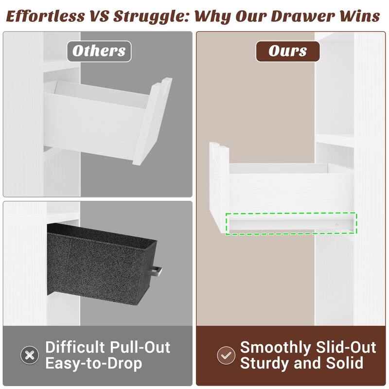 Freestanding 74" Tall Bookcase with Drawer,8-Tier Bookshelf Open Display Shelves for Living Room Home Office, Bedroom