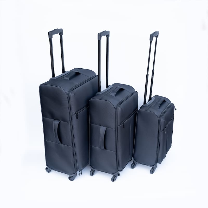 3 Piece Carry On Luggage Set, Oxford Cloth Soft Shell Suitcases with 360 掳 Wheels and Ergonomic Handle, for Women Men