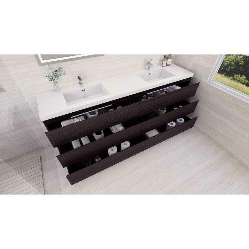 Aron 84'' Freestanding Vanity with Double Reinforced Acrylic Sink