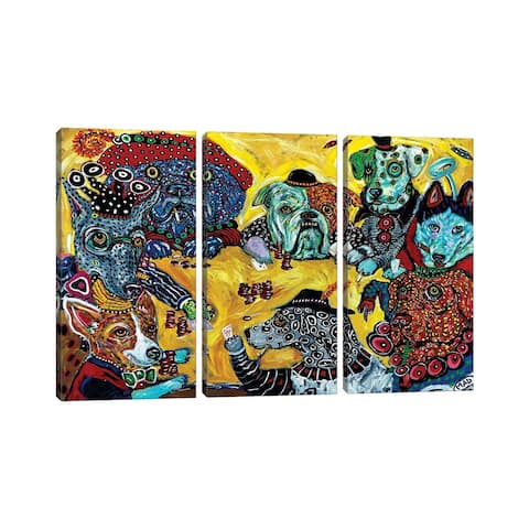 iCanvas "Dogs Playing Poker" by MADdog Art Gallery 3-Piece Canvas Wall Art Set