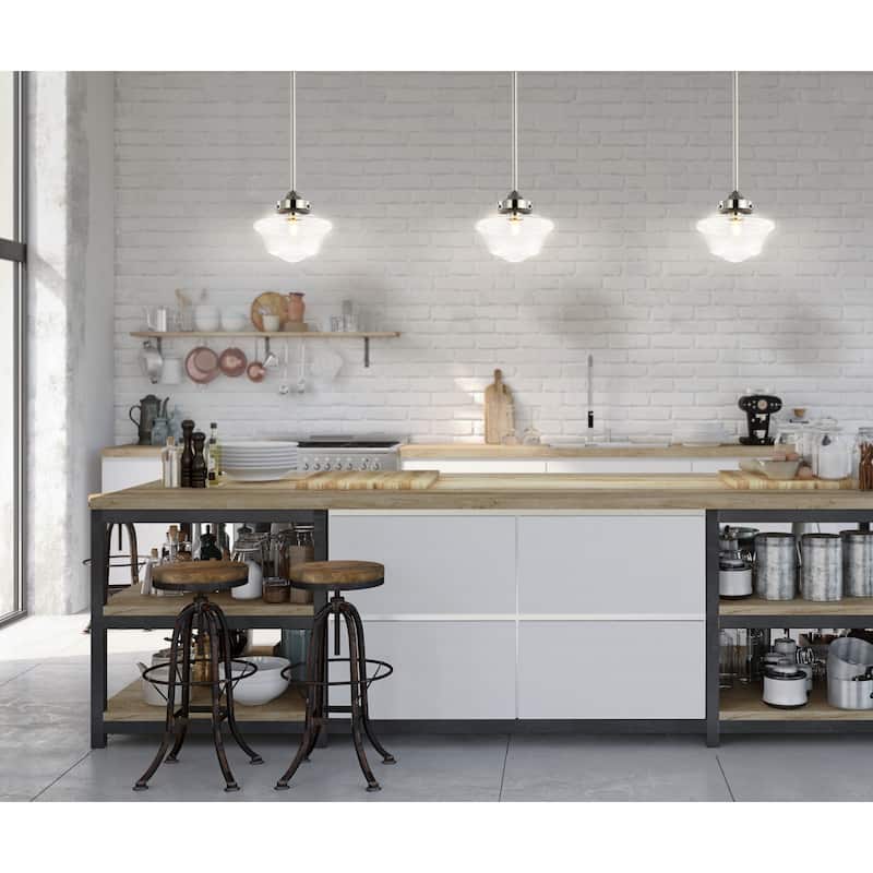 Cleo Adjustable Drop Metal/Glass LED Pendant, by JONATHAN Y
