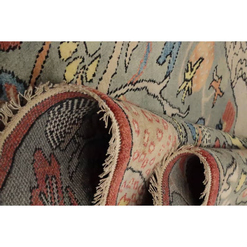 Hand Knotted Oriental 100% Wool Carpet Traditional All-Over Green Ziegler Area Rug - 13' 10'' X 10' 1''