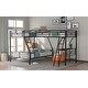preview thumbnail 3 of 7, Black Contemporary Twin over Full Bunk Bed with Loft, Desk, Guardrails, Black