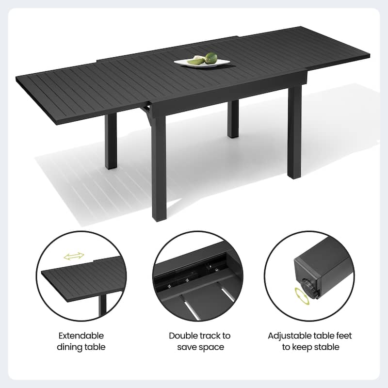Outdoor Rectangle Extendable Dining Table by Crestlive Products - 28.74"/31.50" D x 82.68" W x 29.92" H