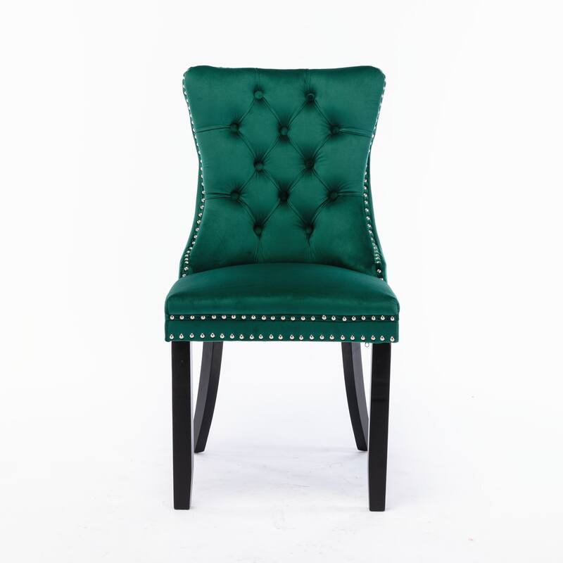Set of 2 Modern High-End Tufted Solid Wood Upholstered Dining Chair with Nailhead Trim