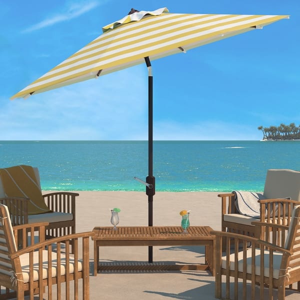 SAFAVIEH Iris 11ft Round Outdoor Patio Umbrella - UV Resistant with Auto  Crank Tilt - On Sale - Bed Bath & Beyond - 29862801