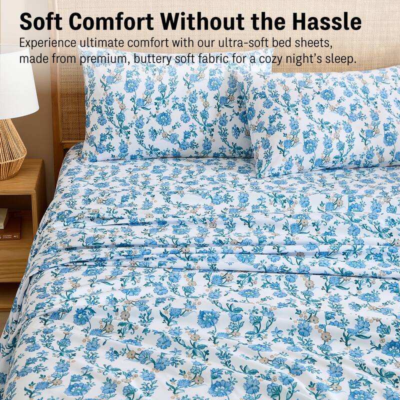 HLC.ME Floral Printed Ultra Soft Bed Sheets Set